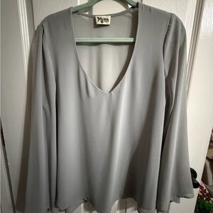 Show Me Your MuMu Light Gray V-Neck Blouse